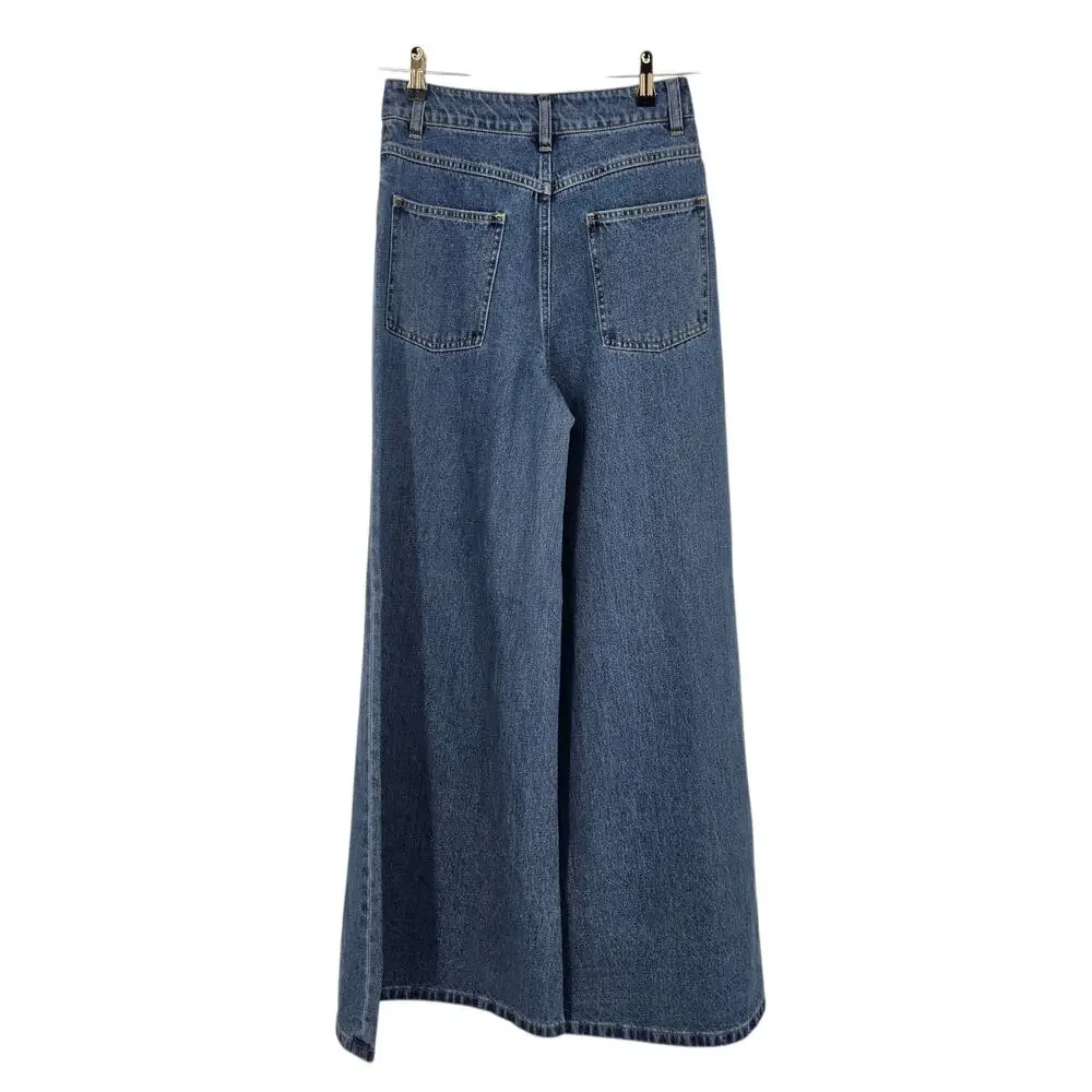 NWT Ronny Kobo Medium Wash Ronny 70s Flare High Rise Wide Leg Jeans Size 25